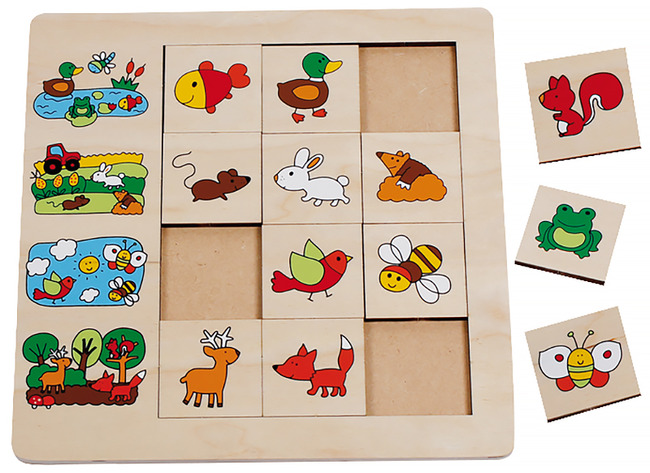 Puzzel - sorteerpuzzel - Beleduc - omgeving - 12 stukjes - hout - per stuk