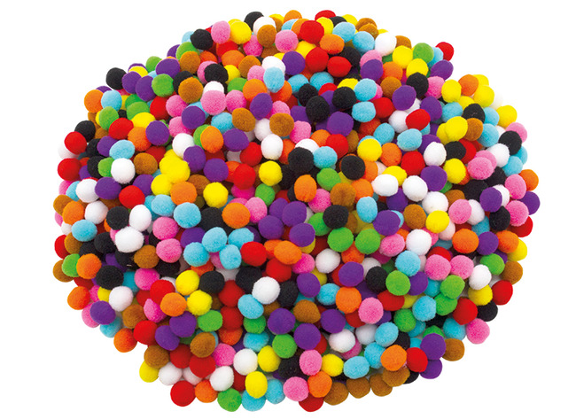 Decoratie - pompons - gekleurd - mini - klein - 1 cm diameter - set van 1000 assorti