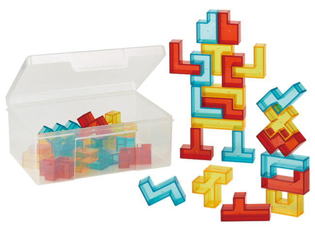 Bouwset - bouwblokken - EDX Education 3D Pentominoes Puzzle - transparant - set van 36 assorti