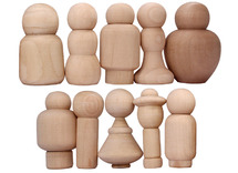 Poppetjes - mannetjes - figuren - pionnen - hout - assortiment van 10
