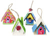 Vogelhuisjes - hout - mini - set van 6 assorti