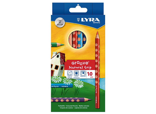 Potloden - kleurpotloden - Lyra Groove - driehoekig - dik - set van 10 assorti