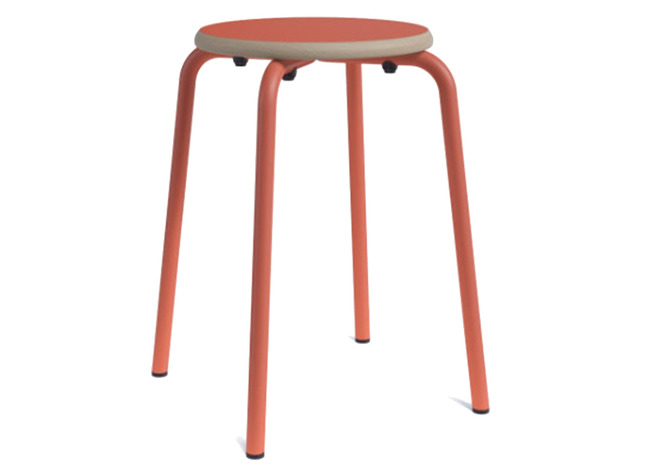 Kruk - Unikleur - 35 cm x 35 cm x 46 cm - onderstel rood - zitoppervlak rood - per stuk
