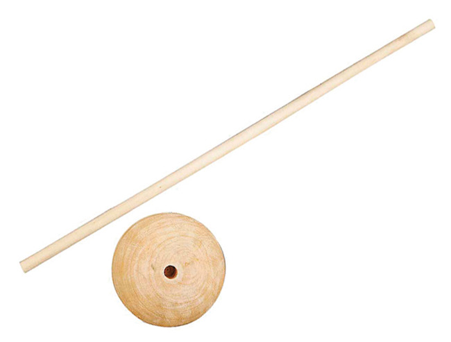 Staander - hout - op voet - 6,5 cm diameter - set van 5