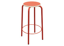 Kruk - Unikleur - 40 cm x 40 cm x 65 cm - onderstel rood - zitoppervlak rood - per stuk