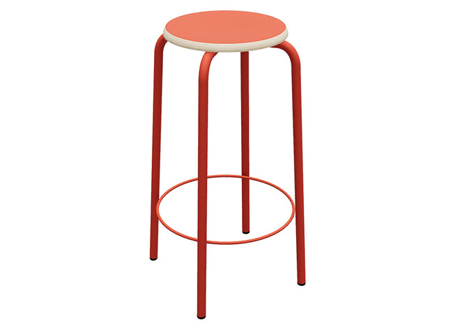 Kruk - Unikleur - 40 cm x 40 cm x 65 cm - onderstel rood - zitoppervlak rood - per stuk