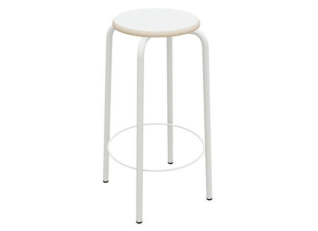 Kruk - Unikleur - 40 cm x 40 cm x 65 cm - onderstel wit - zitoppervlak wit - per stuk