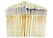 Penselen - plat/rond - hout - set van 24 assorti