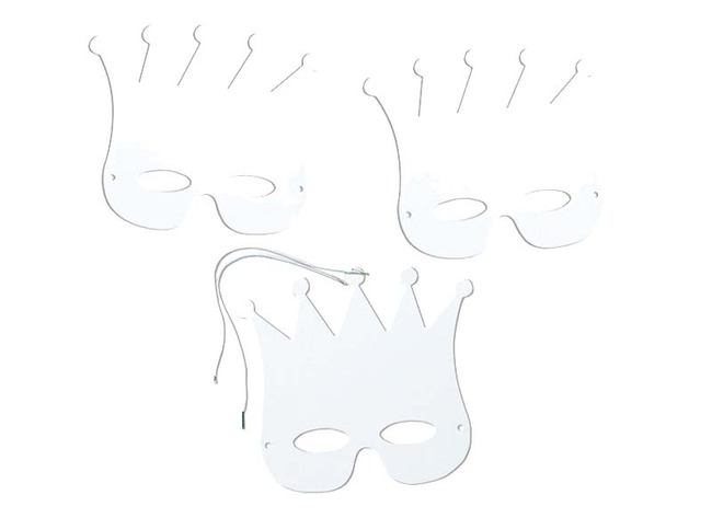 Karton - maskers - kroon - blanco - set van 12