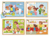Puzzel - themapuzzel - Nathan - opgeruimd staat netjes - tanden poetsen, handen wassen, bad nemen, huiswerk maken - hout - set van 4 assorti