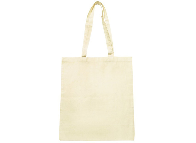 Draagtas - boodschappentas met lange lussen - textiel - blanco - 38 x 43 cm - set van 3