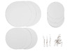 Hangers - karton - cirkels - blanco - met metalen ophangers - set van 60