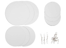 Hangers - karton - cirkels - blanco - met metalen ophangers - set van 60