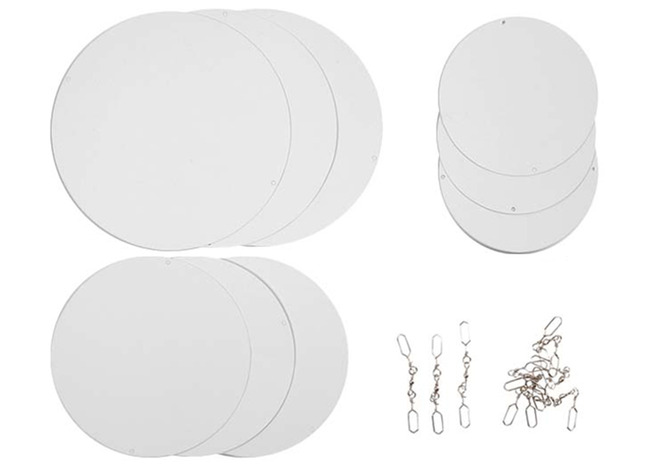 Hangers - karton - cirkels - blanco - met metalen ophangers - set van 60