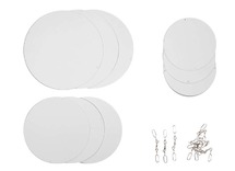 Mobile/mobiel - cirkels - karton - blanco - met metalen ophangers - set van 60