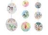 Hangers - karton - cirkels - blanco - met metalen ophangers - set van 60