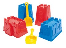 Mallen - Dantoy - vormen - kasteel - schepjes - zand - set van 6 assorti