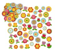Stickers - foam - bloemen - assortiment van 144
