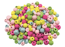 Kralen - hout - pastelkleuren - mix - pot van 400g