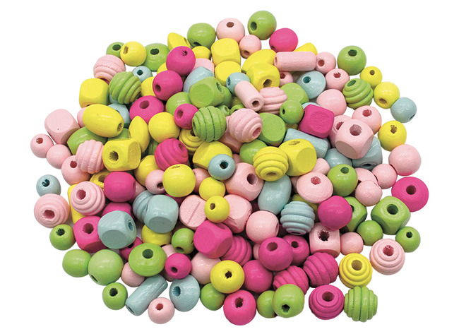 Kralen - hout - pastelkleuren - mix - pot van 400g
