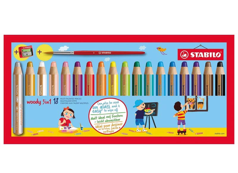 CRAYONS GRAS STABILO WOODY - SET/18 - Baert