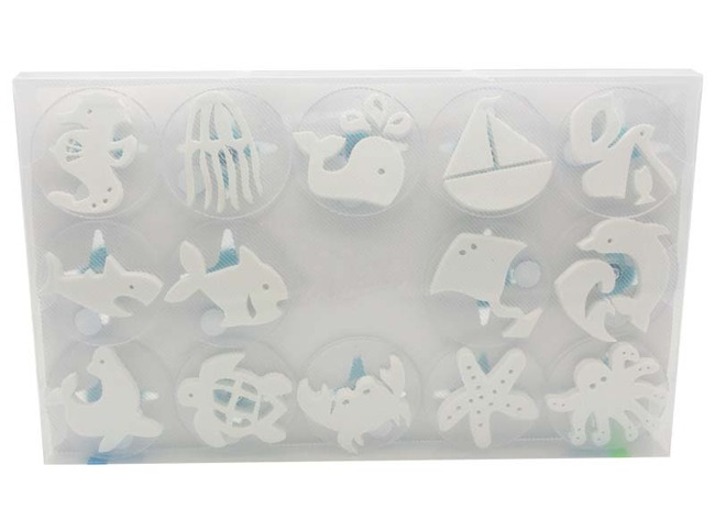 Stempels - Flexipress - zeedieren - set van 14 assorti
