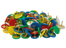 Duimspijkers - 9 mm - messing - gekleurd - set van 100 assorti