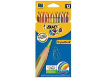 Potloden - kleurpotloden - BIC Kids Tropicolors - zeshoekig - etui - set van 12 assorti