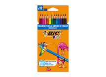 Potloden - kleurpotloden - BIC Kids Tropicolors - zeshoekig - etui - set van 12 assorti