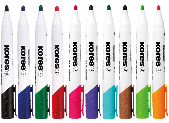 Stiften - whiteboard stiften - Kores - rond - dik - set van 10 assorti