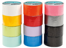 Kleefband - duct-tape - 4,8 cm x 5 m - effen gekleurd - set van 12 assorti