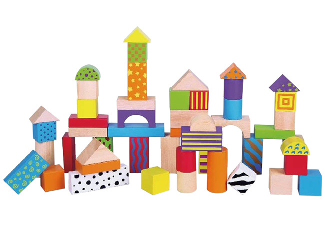 Set de construction - blocs - bois - uni - set de 100 assorti