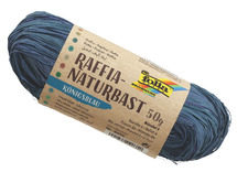 Koord - raffia - natuur - gekleurd - 50 g - blauw - per stuk