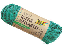 Koord - raffia - natuur - gekleurd - 50 g - groen - per stuk