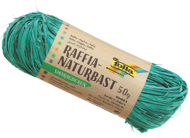 Koord - raffia - natuur - gekleurd - 50 g - groen - per stuk