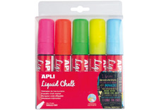 Stiften - krijtstiften - Apli - dik - platte punt - set van 5 assorti