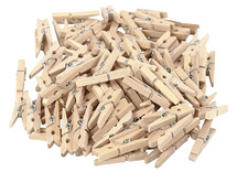 Wasknijpers - mini - natuur - hout - set van 100