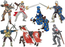 Speelgoedpoppen - spelfiguren - ridders - set van 7 assorti