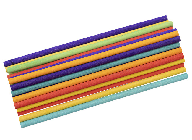 Knutselstokken - Apli - 150 x 5 mm - hout - rond - gekleurd - set van 12