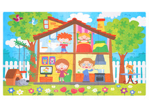 Puzzel - themapuzzel - Apli - het huis - karton - 24 stukjes - per stuk