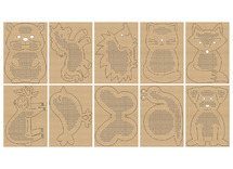 Borduurkaarten - dieren - borduren - set van 12