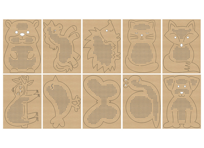 Borduurkaarten - dieren - borduren - set van 12