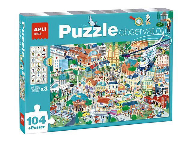 Puzzel - Apli - observatiepuzzel stadsleven - 104 stukjes - karton - per stuk