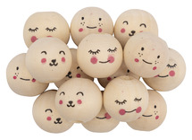 Kralen - hout - schattige gezichtjes - 15 mm - 3 motieven assorti - set van 15
