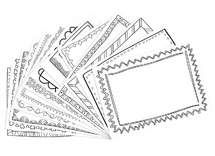 Tekenblaadjes met decoratieve rand - set van 54