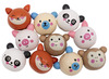 Kralen - hout - schattige dieren - 18 mm - 5 motieven assorti - set van 10