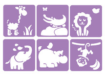 Sjablonen - wilde dieren - set van 6 assorti