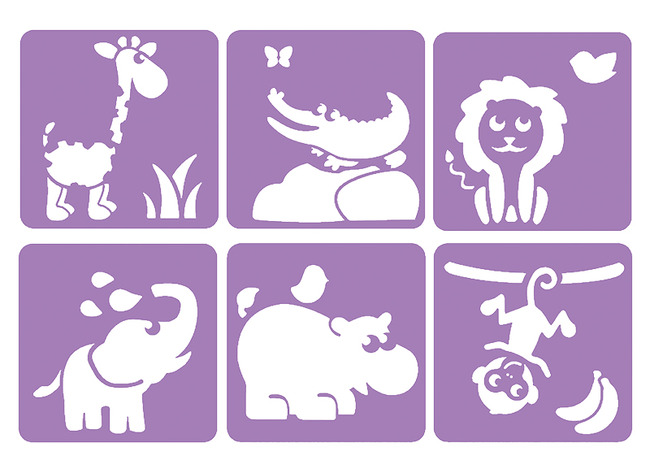 Sjablonen - wilde dieren - set van 6 assorti