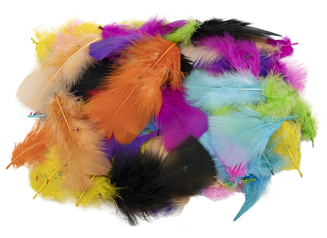 Pluimen - 4 cm - gekleurd - decoratie - set van 120