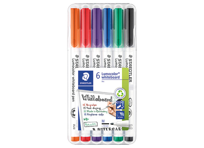 Stiften - voor whiteboard - Staedtler Lumocolor - set van 6 assorti